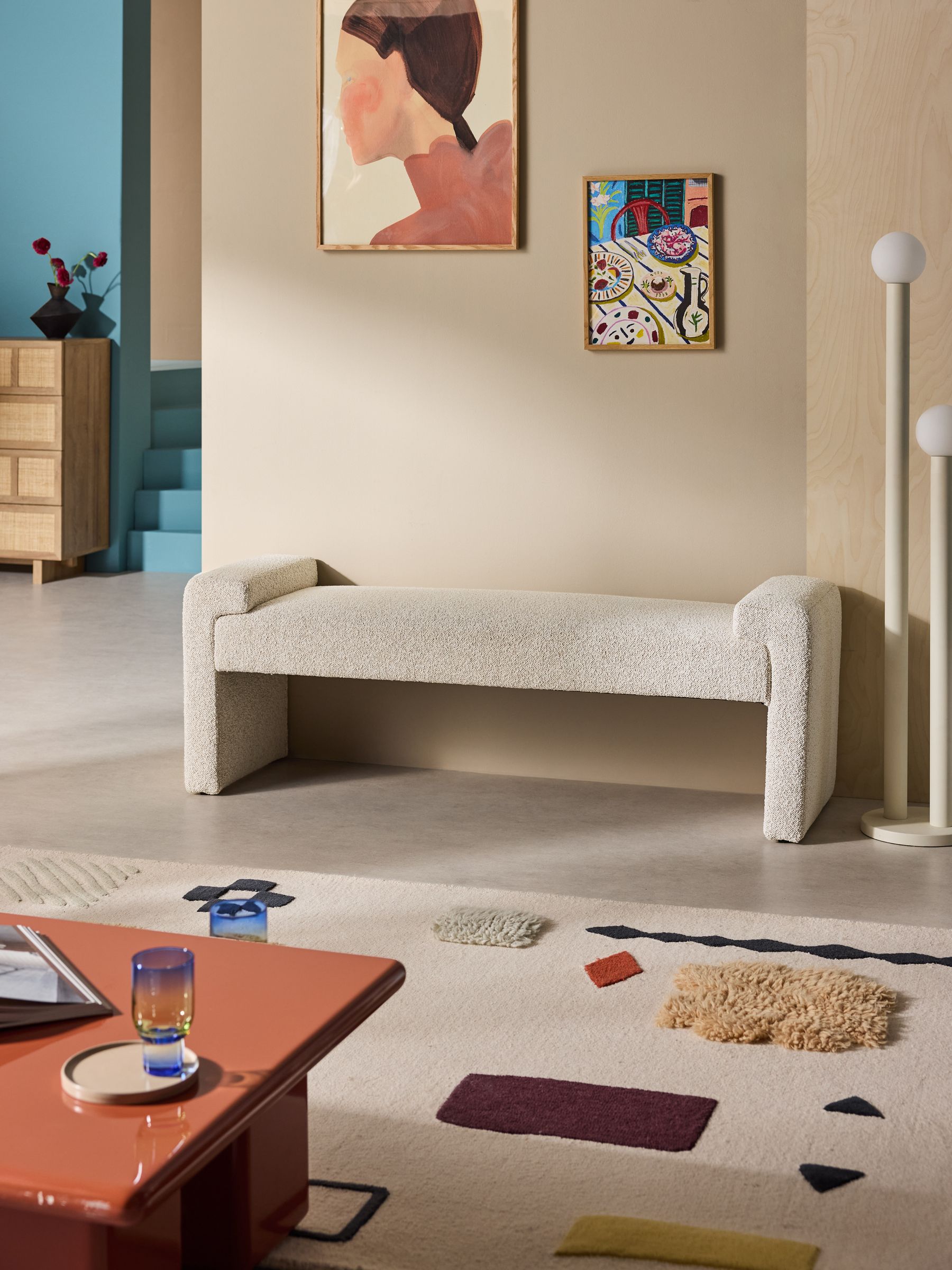 Brixton Bench in Off White Pax Boucle