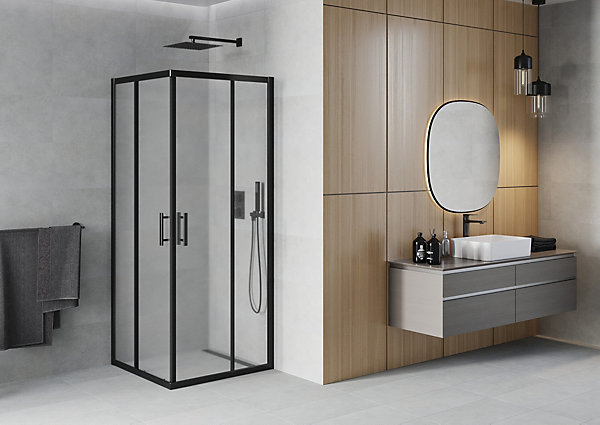 Mexen Rio cabine de douche carrée 80 x 80 cm, givrée, noire - 860-080-080-70-30