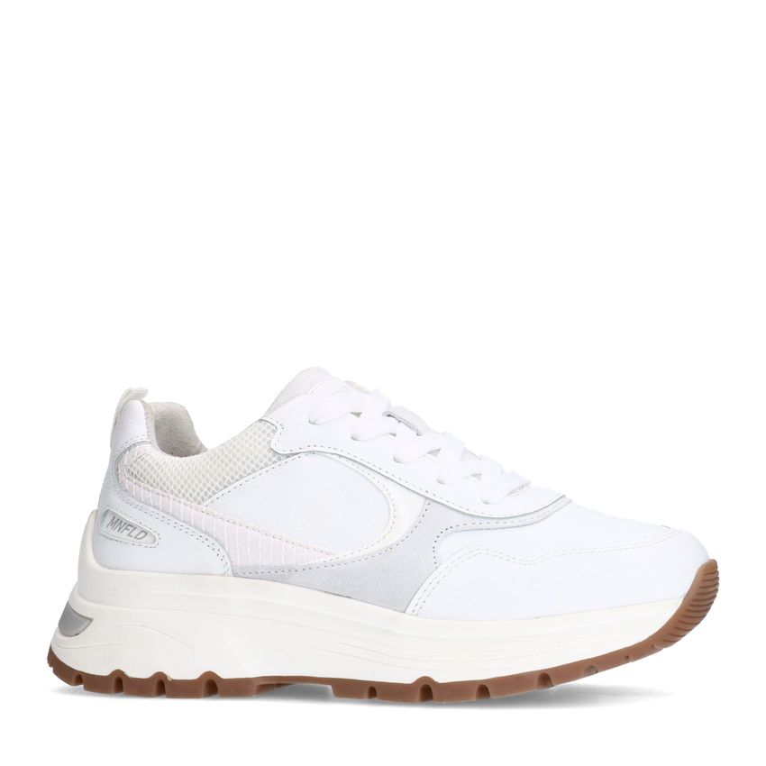 Manfield Witte leren sneakers