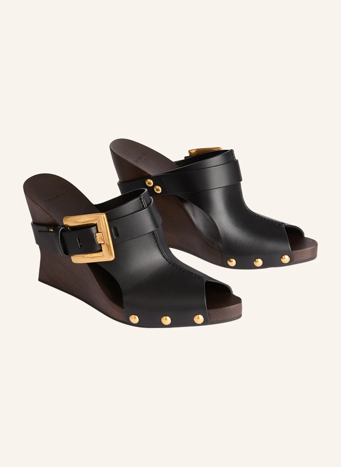 BALMAIN Anthem Wedge Pantoletten aus Glattleder