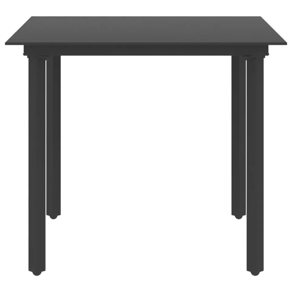 vidaXL - Tuintafel - Zwart - Staal en glas - 80 x 80 x 74 cm