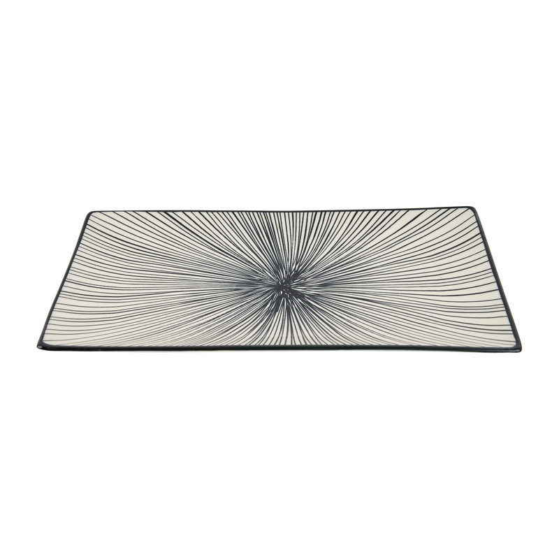 Tapas bord Sevilla - zwarte lijnen - 28x15.5 cm