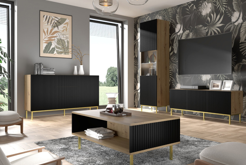 Ravenna B Stolik kawowy 90x60 dąb artisan / czarny