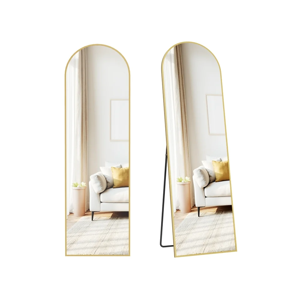 Miroir sur Pied en Forme d'Arc en Alliage d'Aluminium et Verre