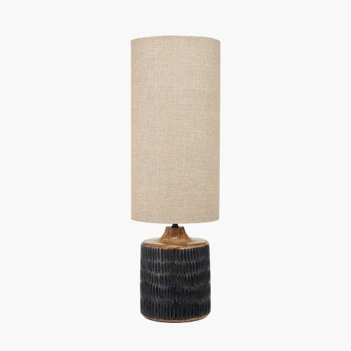 Ruma Antique Black Wash Mango Wood Table Lamp