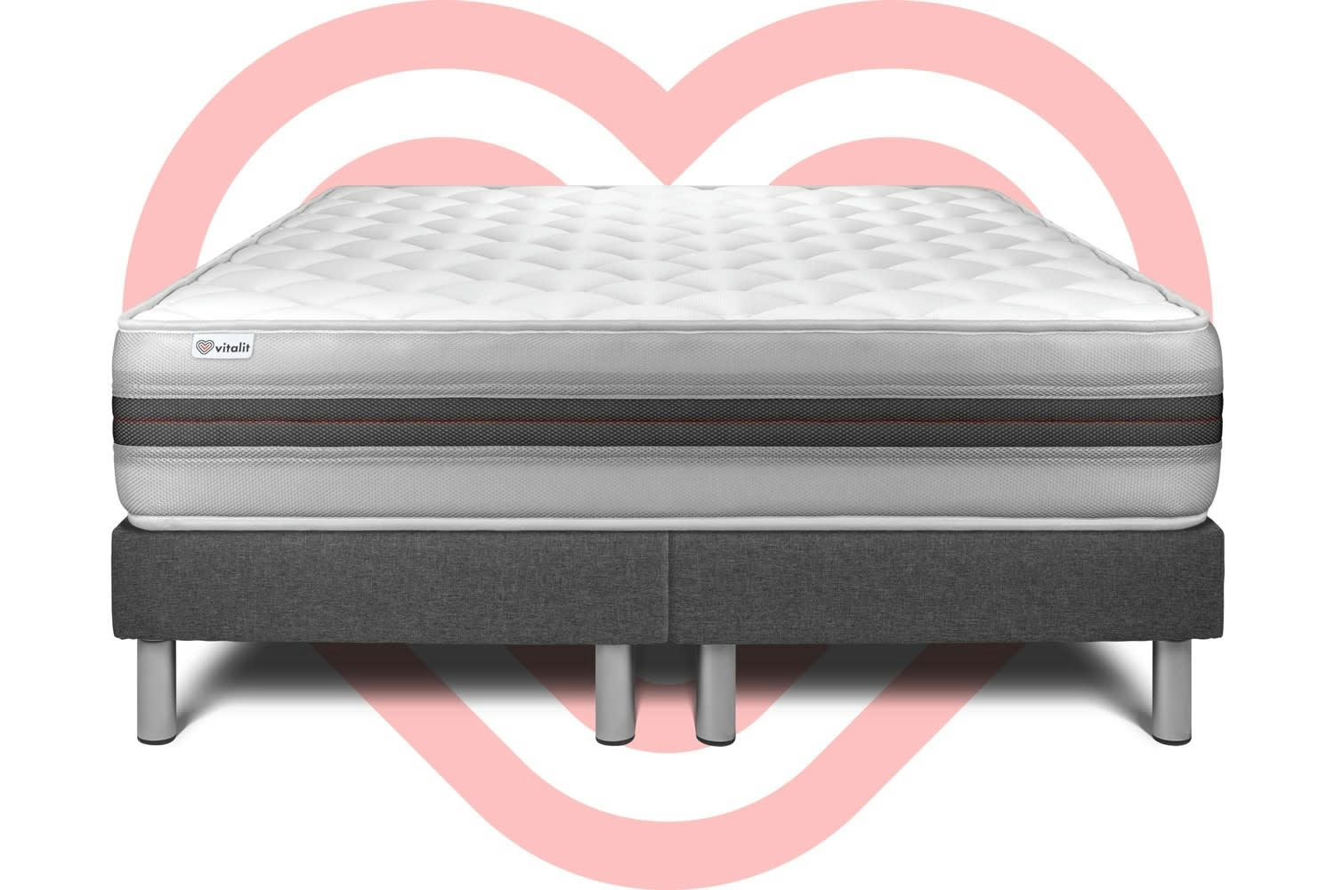 VITALMEMO BACK - Ensemble Mousse  à mémoire de forme 160x200cm Gris