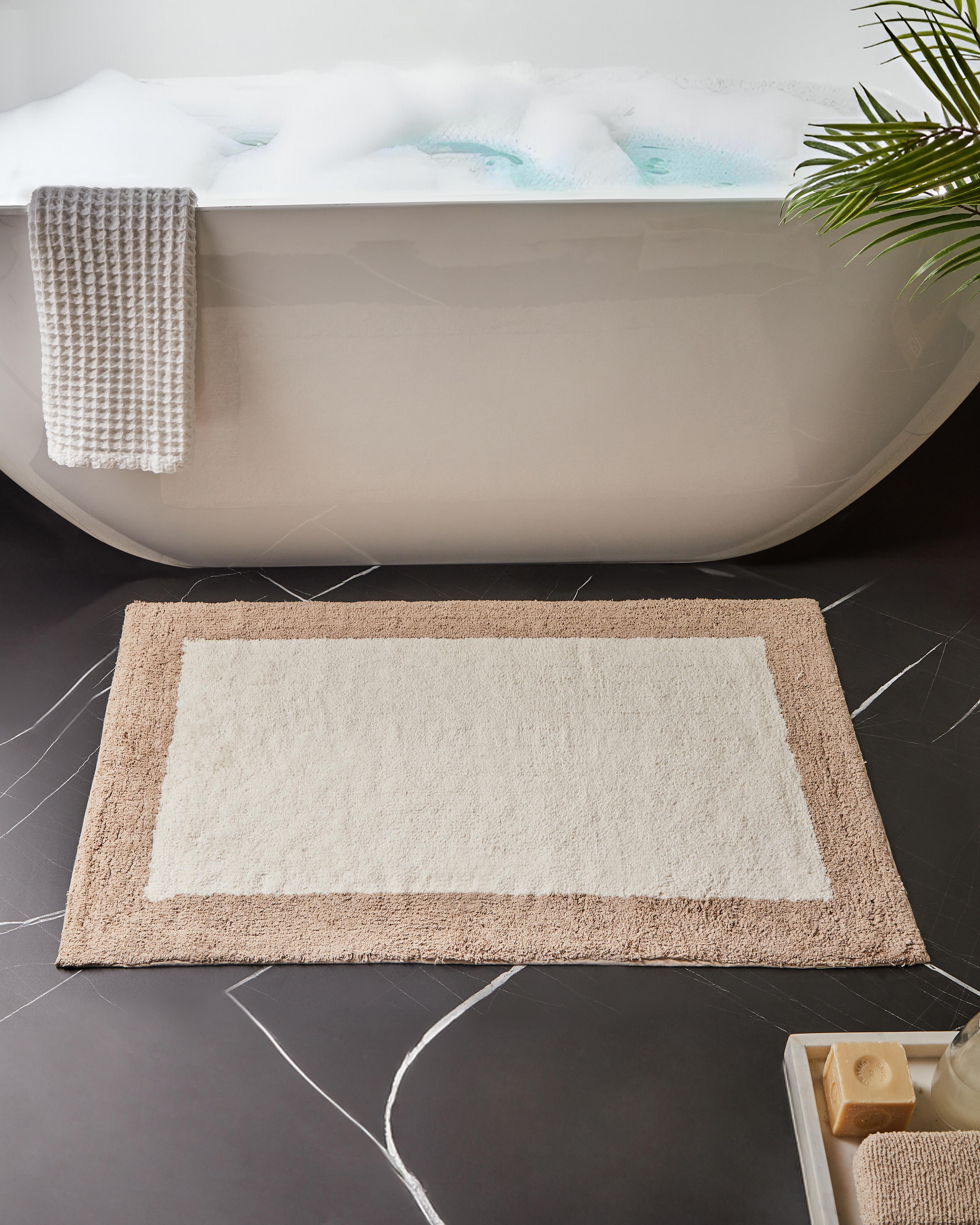 Bath Mat KABRI Brown/ Beige 60 x 90 cm Cotton