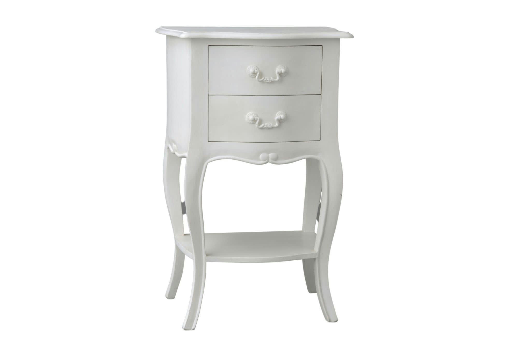 APOLLONIA - Chevet 2 Tiroirs couleur crème antique L40cm x L30cm x H65cm