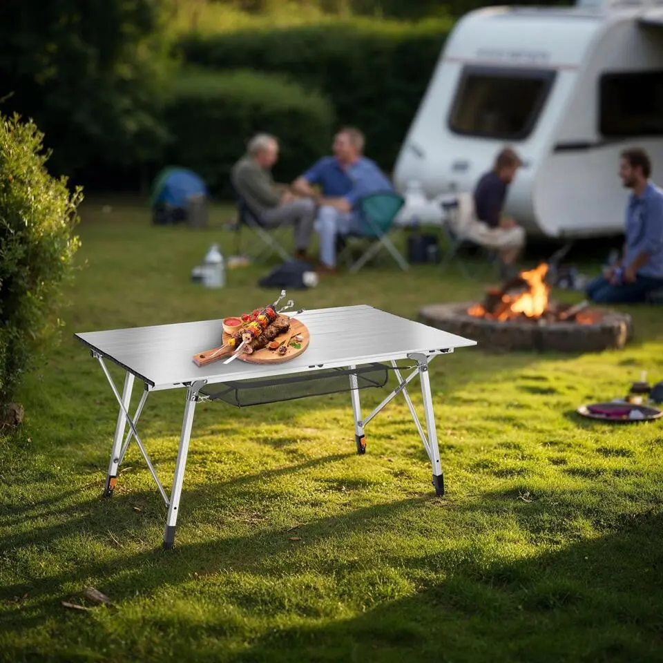 tectake Aluminium klaptafel Bastiaan in hoogte verstelbaar , Zilver