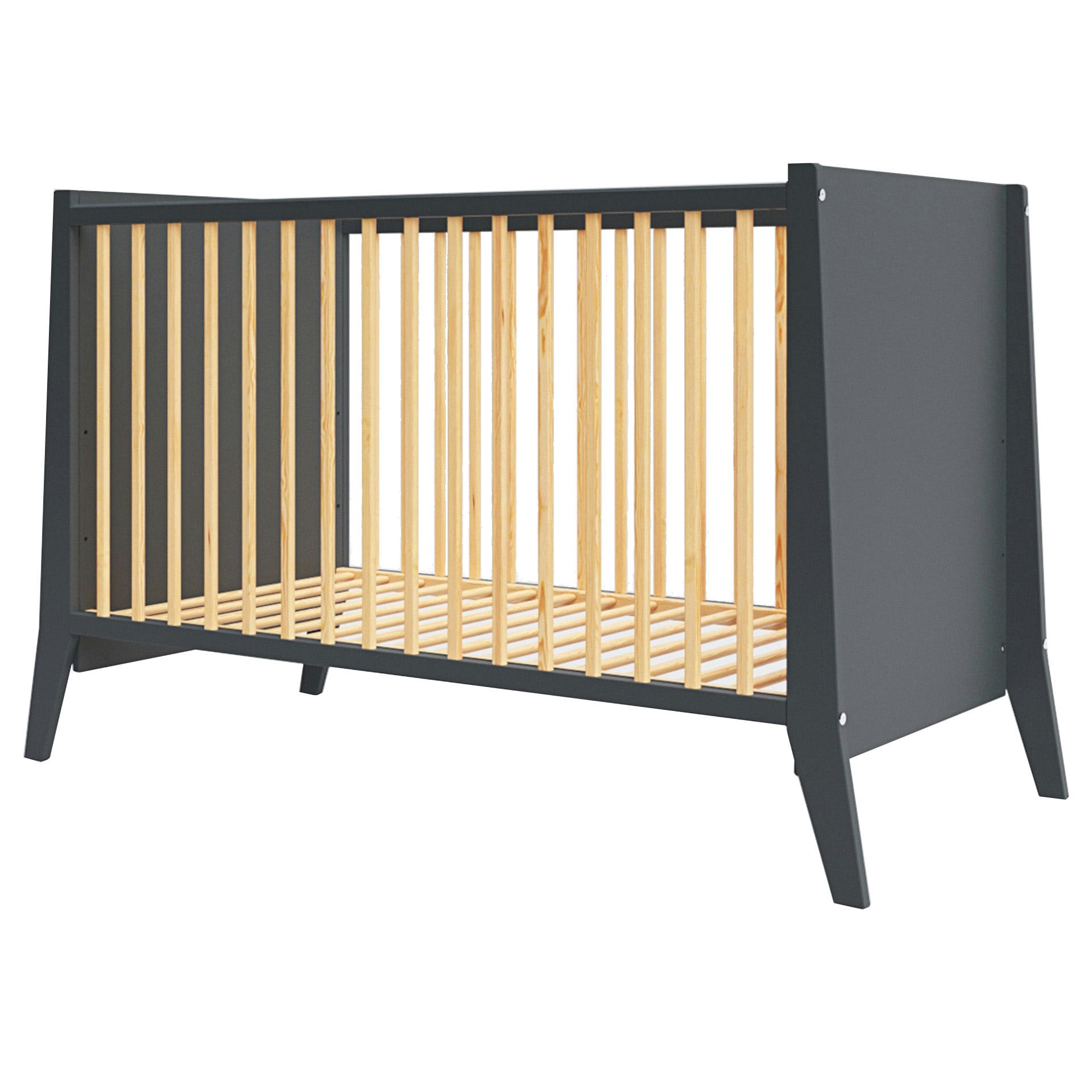 ZOÉ - Lit bébé évolutif en bois - Anthracite - 120x60 cm