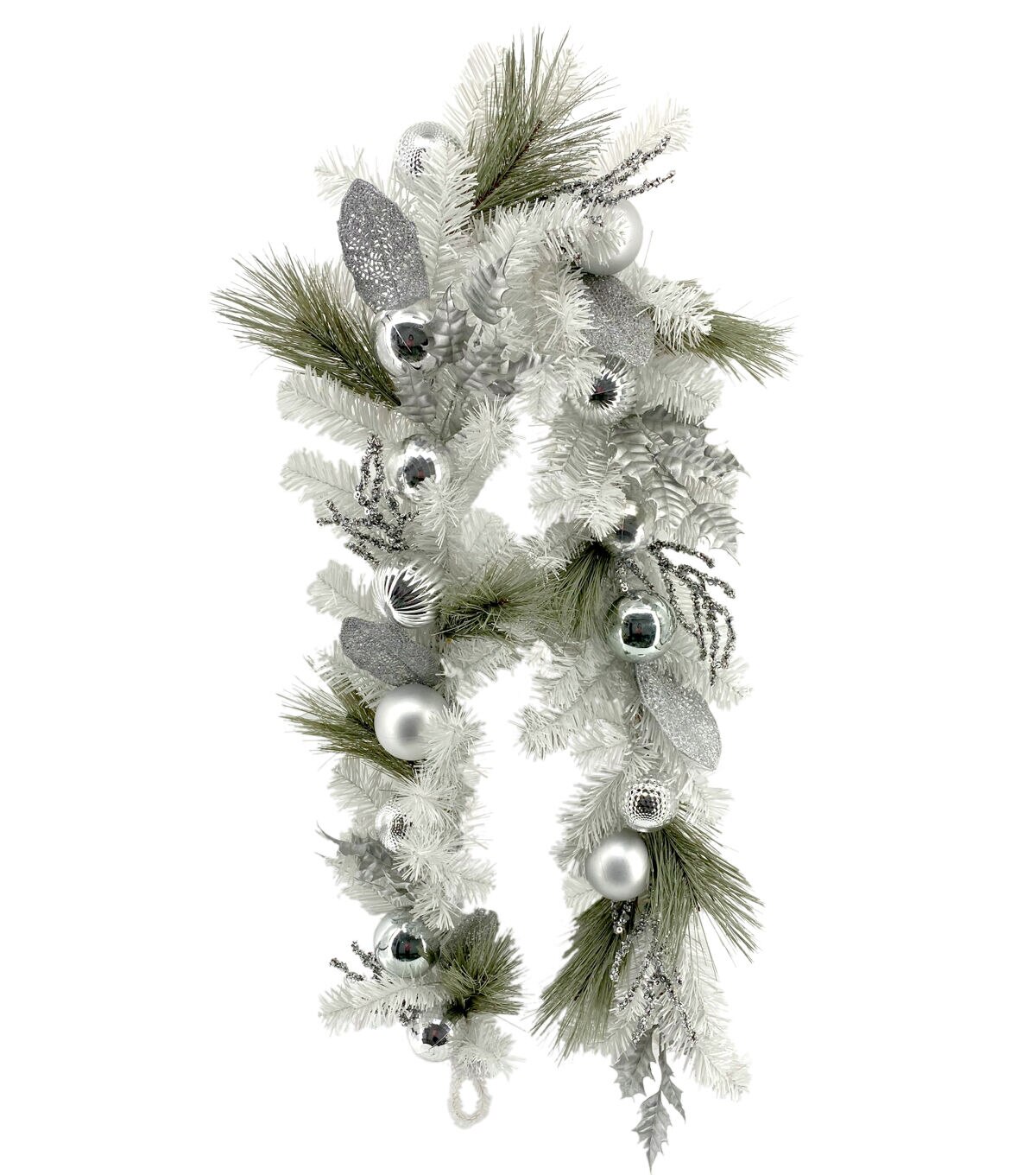 Matching Holiday Silver Bauble & Flocked Pine Wreath & Garland