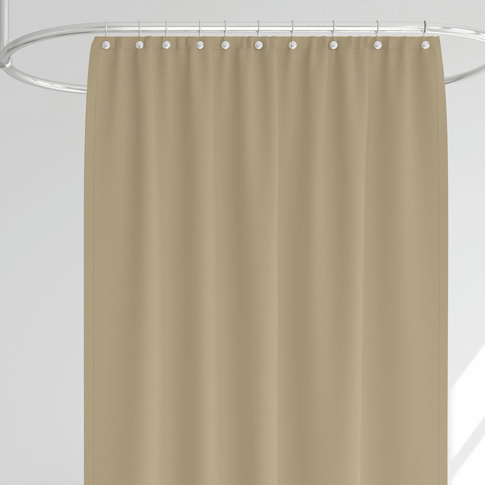 - Rideau de douche classique tissu jacquard uni beige sable