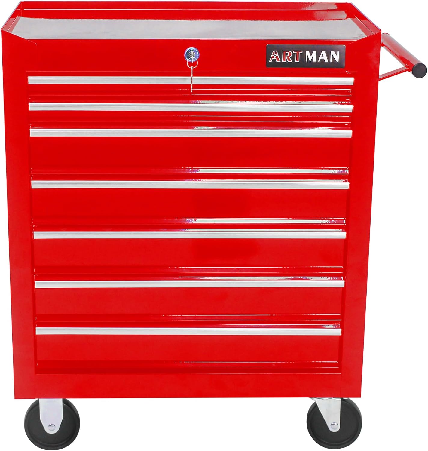 7 Drawers Rolling Tool Cart on Wheels, Multifunctional Organizer Tool Chest Tool Case, Trolley Tool Storage Tool Box for Workshop,Garage,Repair Shop (7 Drawers 24.2 W×12.9 D×29.9 H-Red)