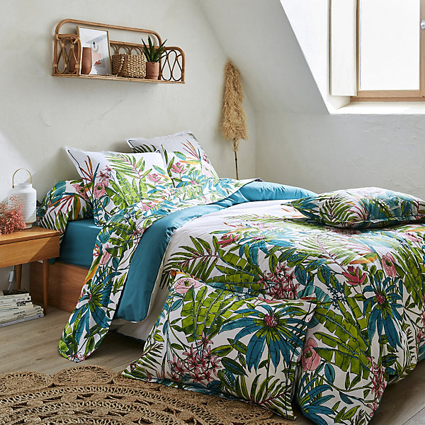 Housse de couette 140x200 cm coton SUMATRA bleu Paon