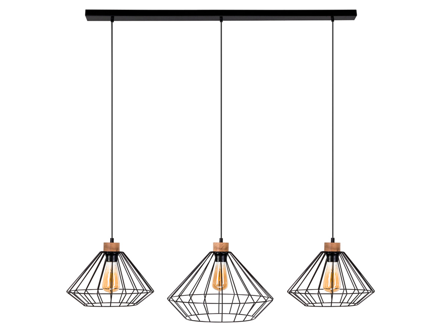Lampa wisząca Raquelle3-punktowa metalowa czarno-złota
