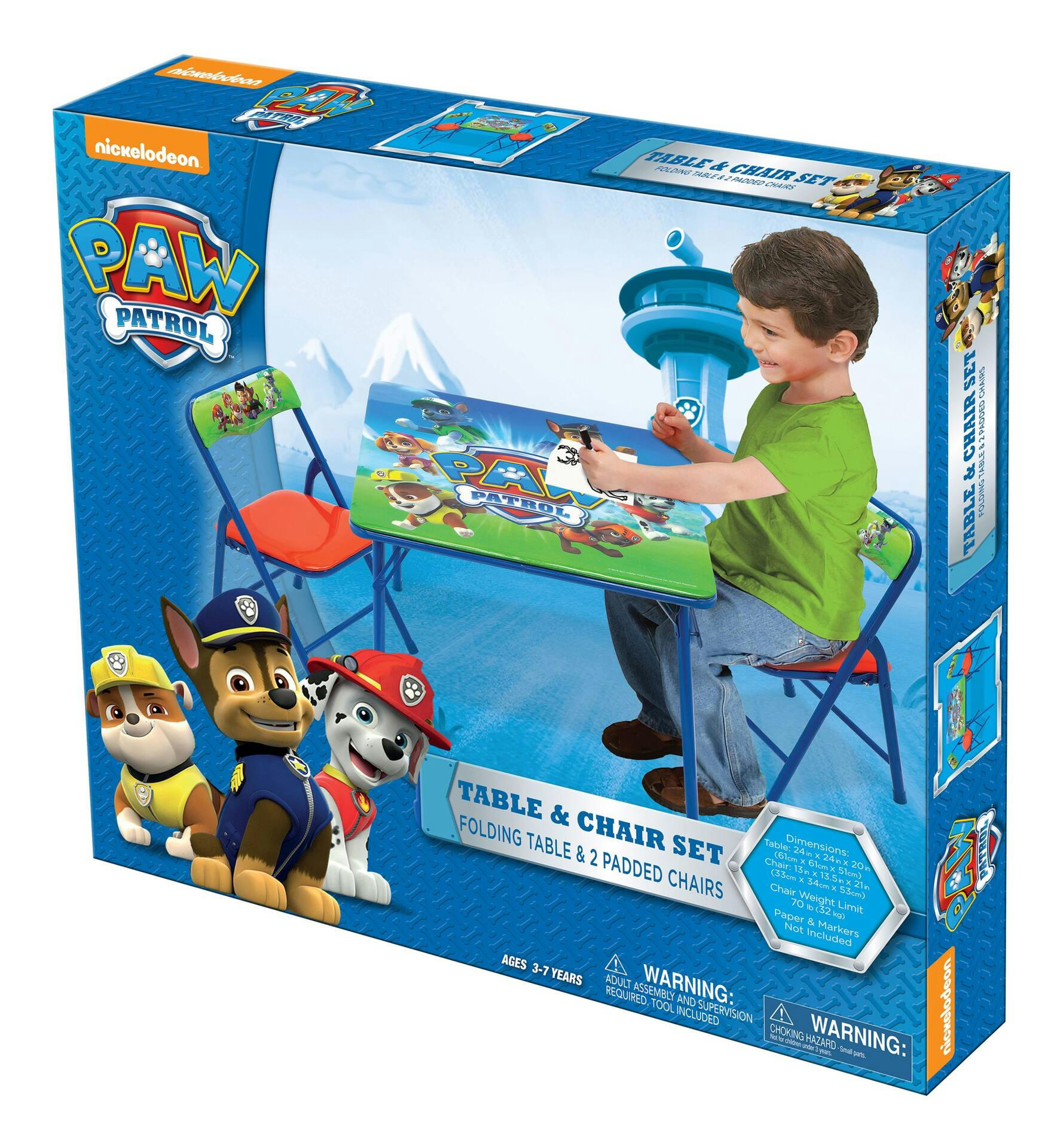 Nickelodeon Paw Patrol Washable Folding Activity Table & Chairs Set (3-Pieces), Ages 3-7