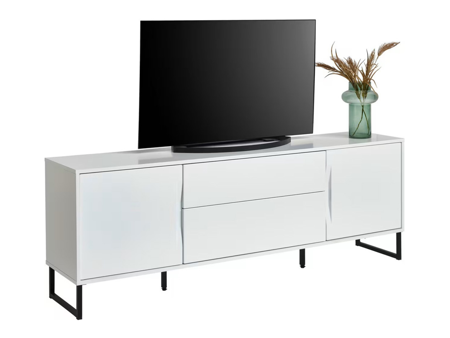 Szafka RTV Santana 180 cm z 2 drzwiami i 2 szufladami biały