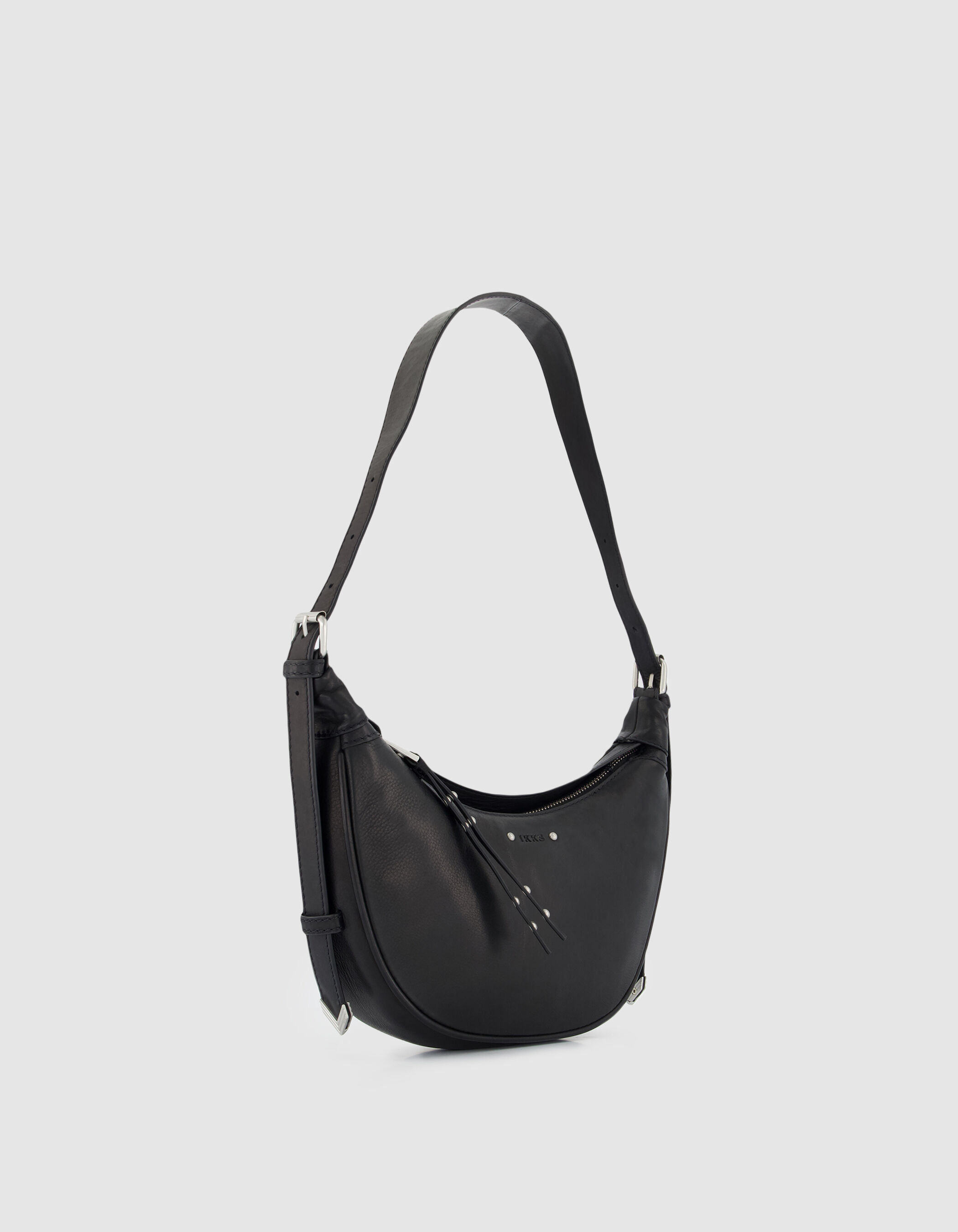 Sac demi-lune noir cuir grainé Allane taille S Femme