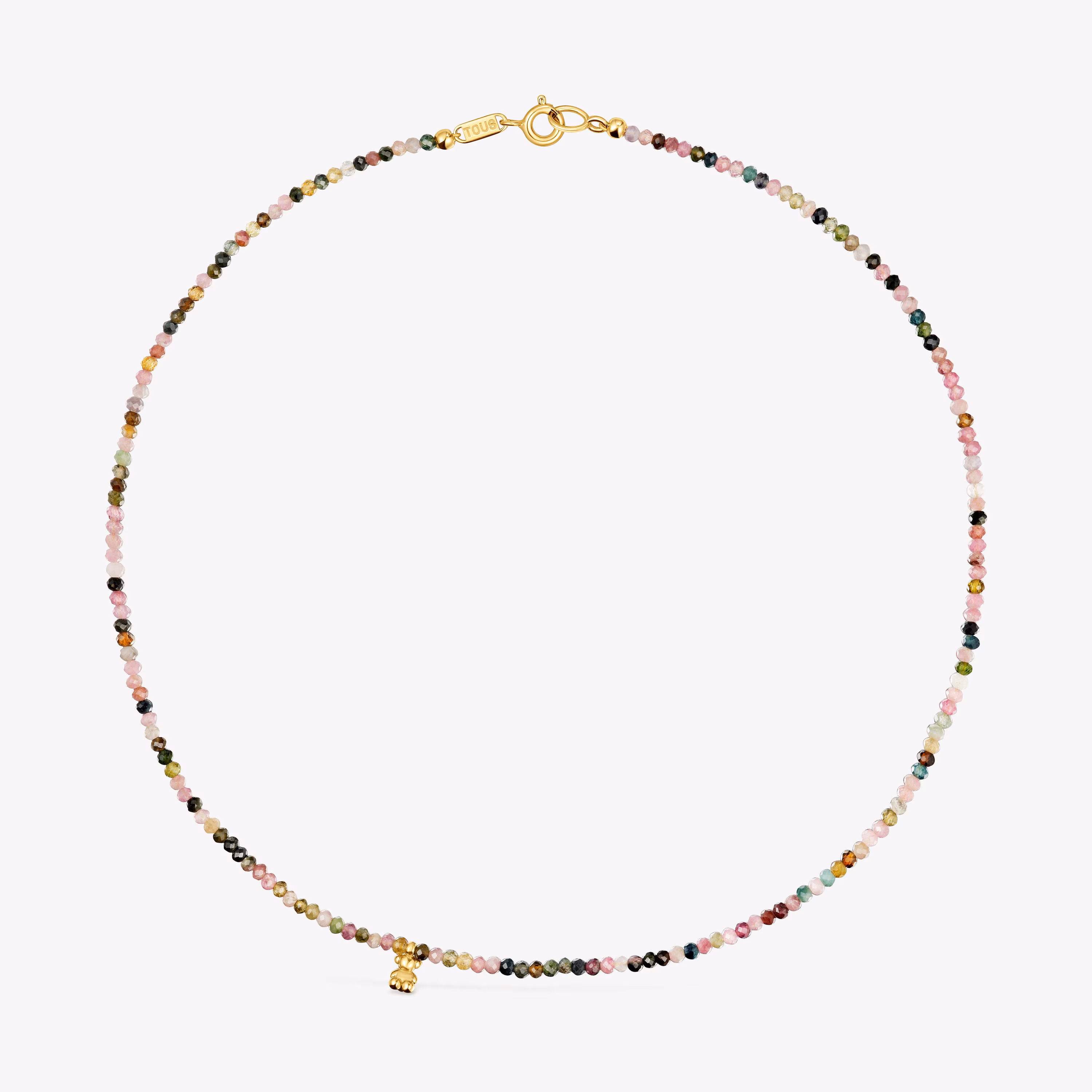 Collar corto con baño de oro 18 kt sobre plata y turmalinas Bold Bear