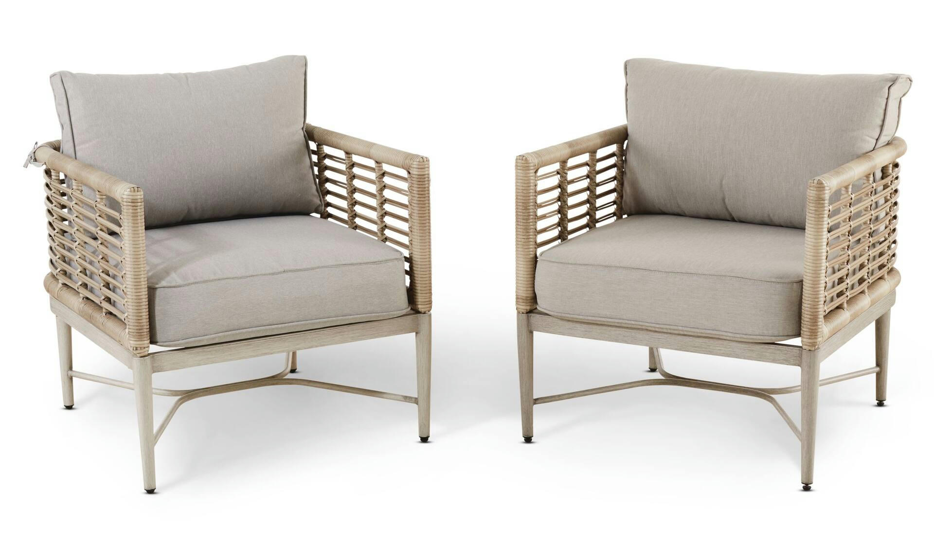 CANVAS Silver Sands All-Weather Wicker Outdoor/Patio Armchairs, Beige, 2-pc