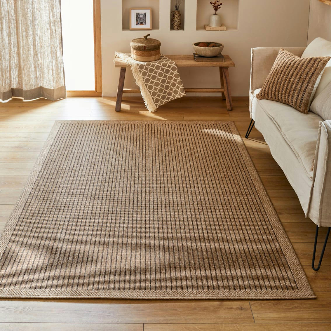 NATURE - Tapis intérieur et extérieur effet jute marron 120x170