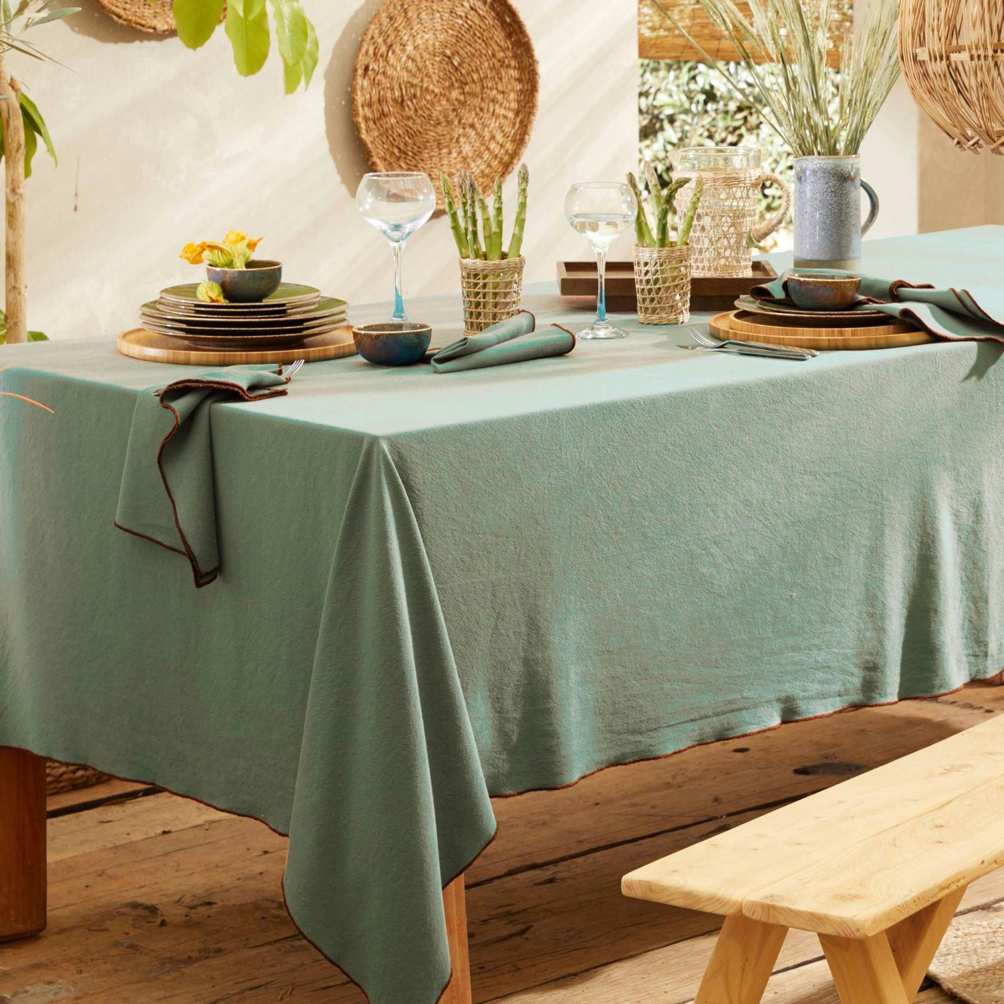 NAP. HONO - Nappe 160x200 vert de gris en coton