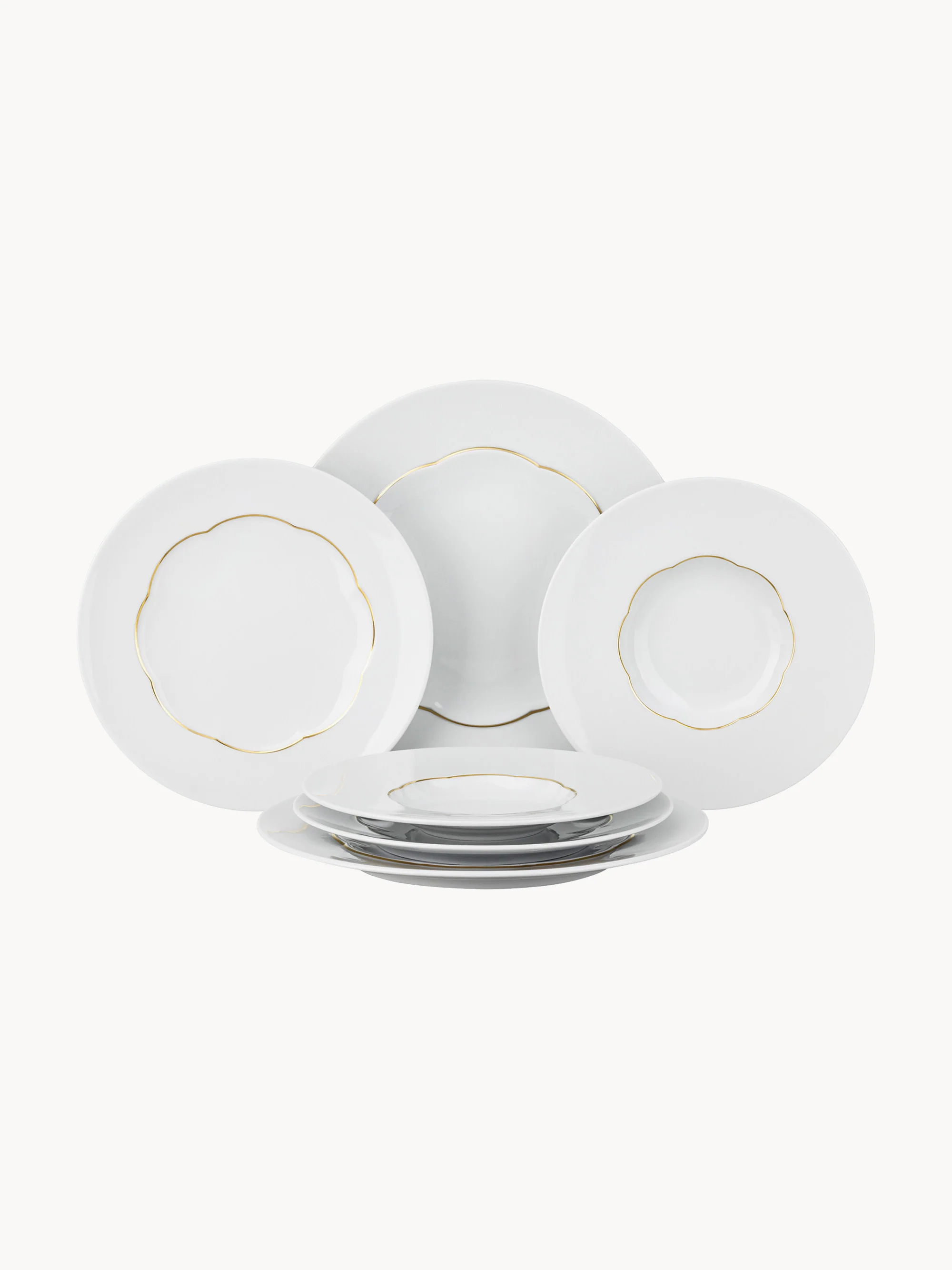 Porzellan-Geschirr-Set Sonetto, 2 Personen, 6er-Set