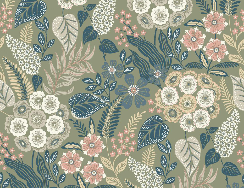 Vliestapete Floral Vintage Grün