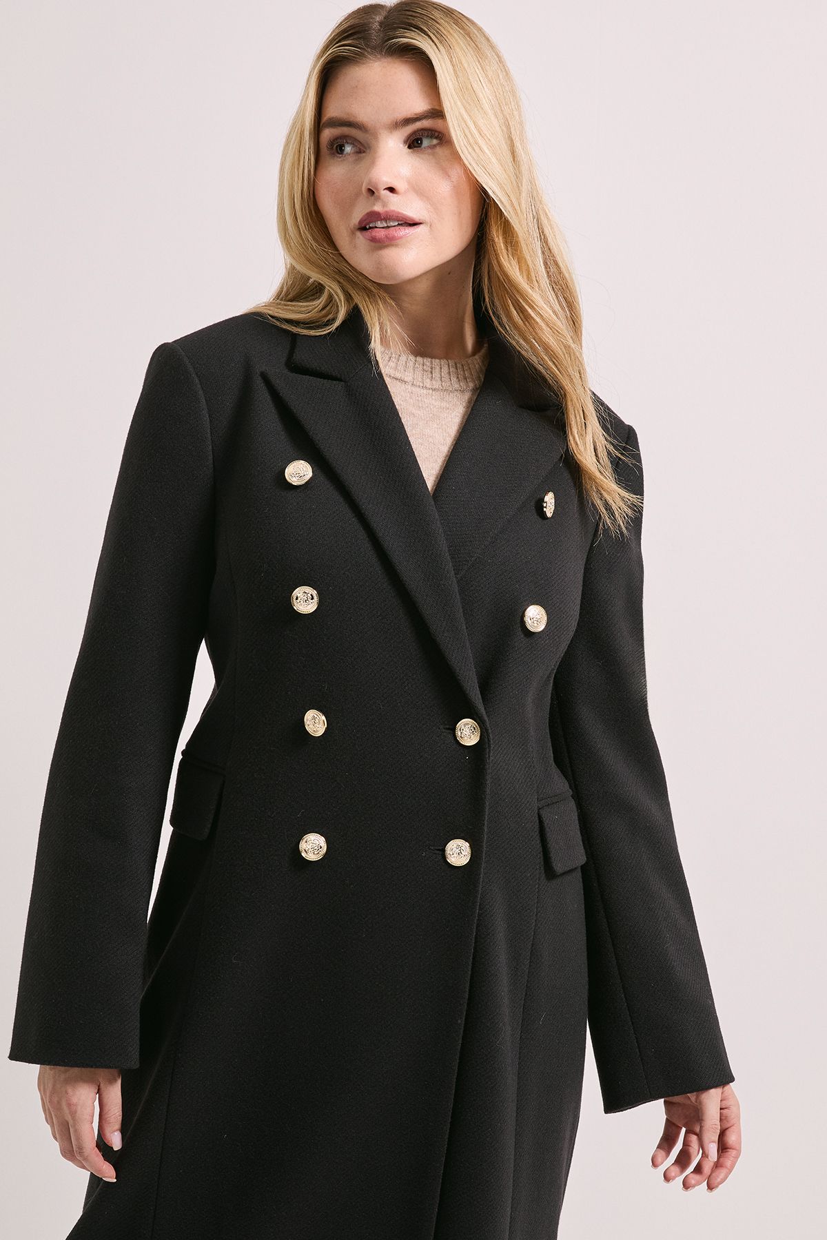 Dorothy Perkins Midi Length Fitted Military Coat