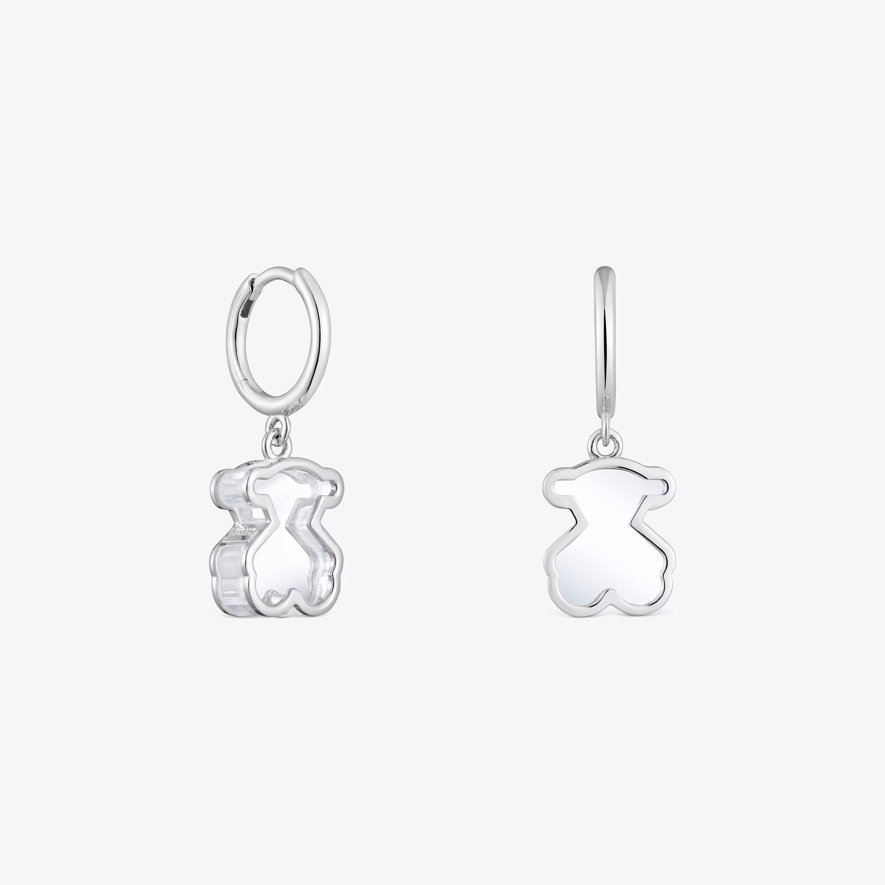 Pendientes aro de plata y metacrilato blanco Galaxy