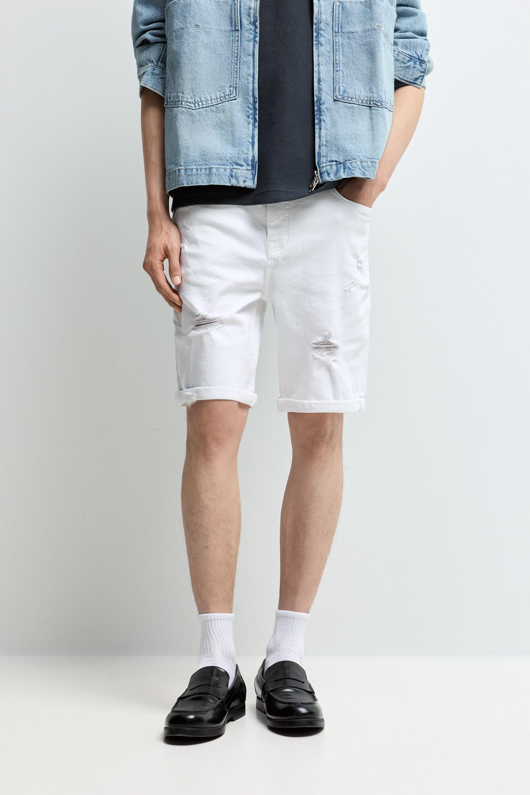 Bermuda denim skinny rotos