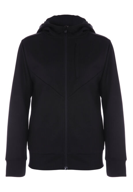 Older Boys Black Zip Through Tricot Hoody