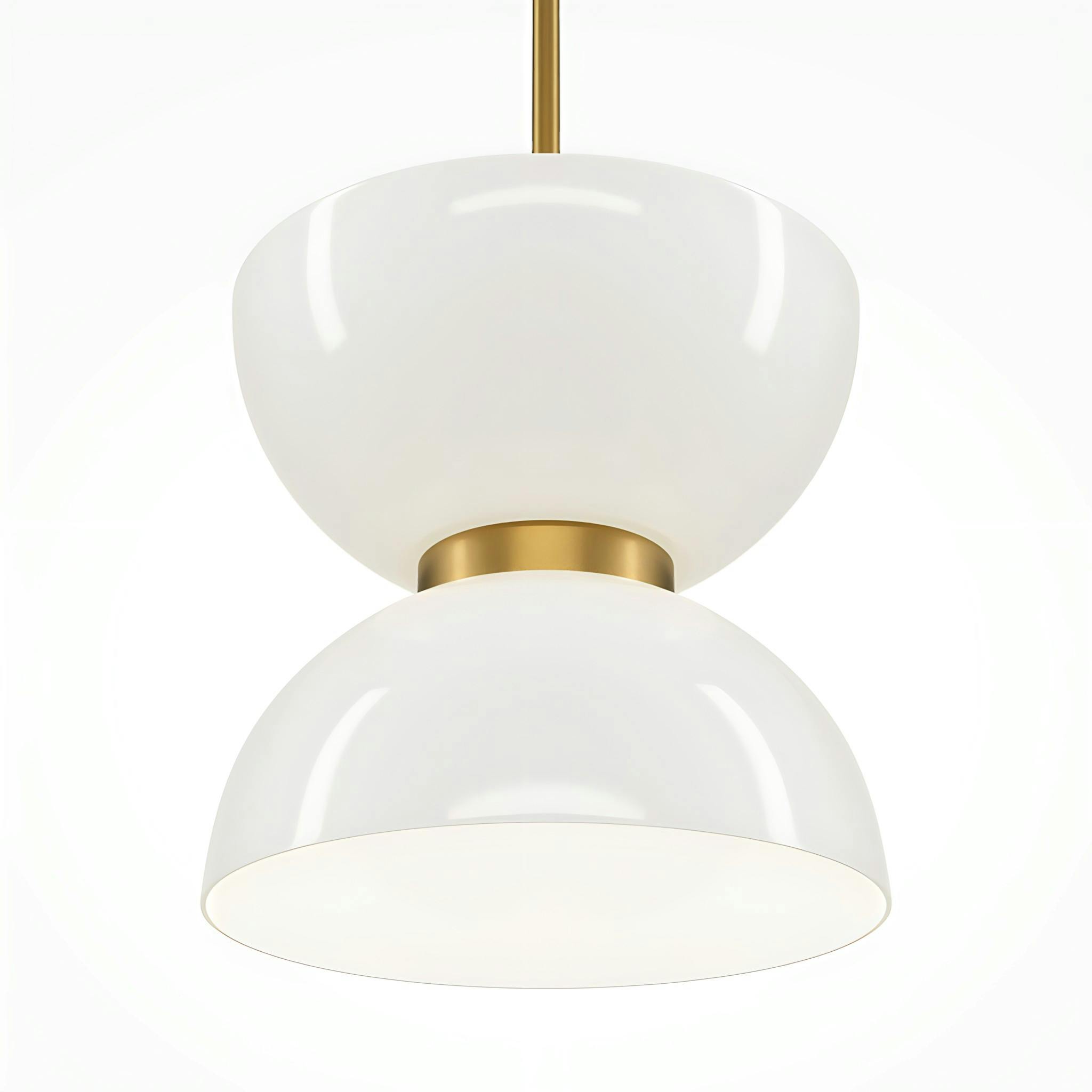 Suspension design dorée – sablier en verre blanc ENID