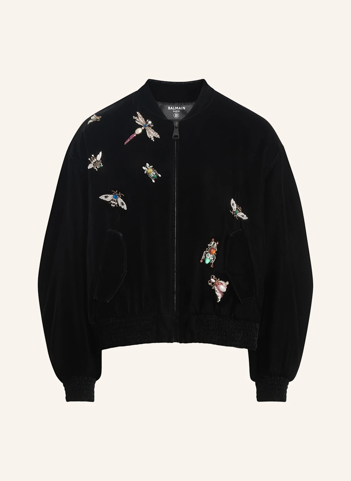 BALMAIN Bestickte Balmain Insect Bomberjacke aus Samt