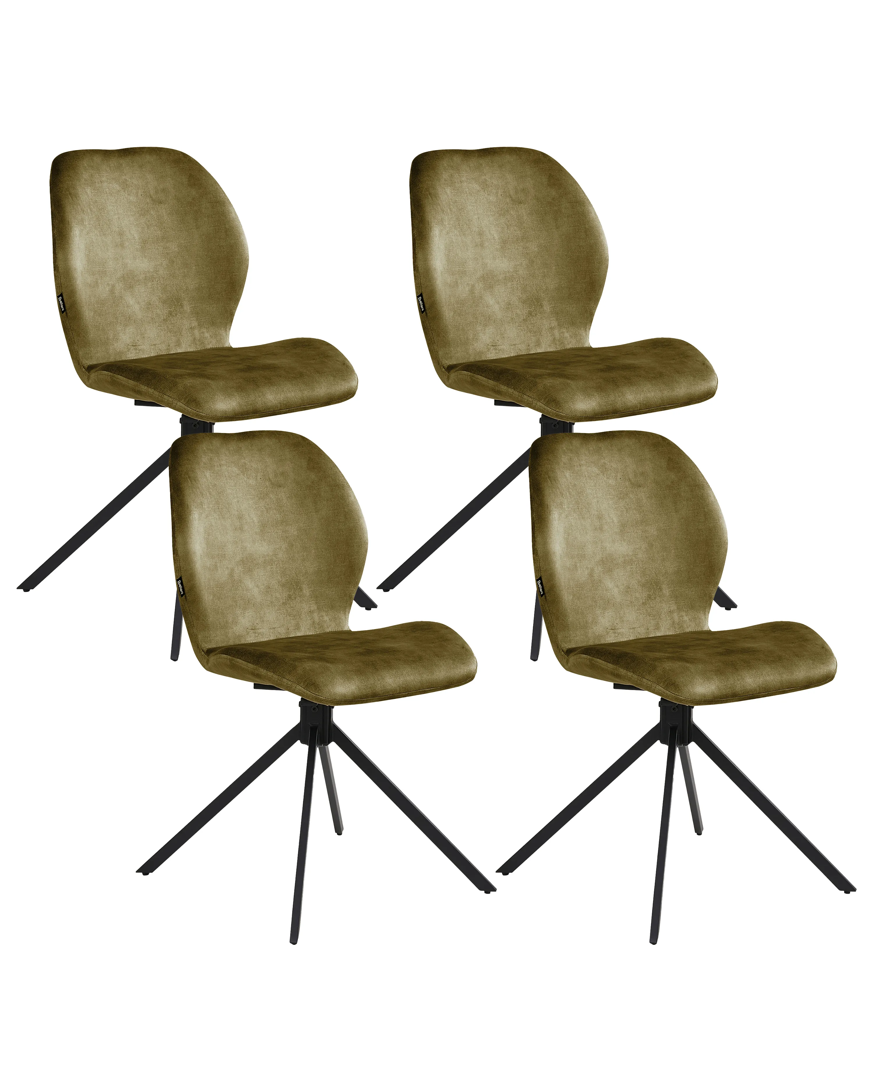 Set of 4 Dining Chairs Swivel MORRISON Velvet Green