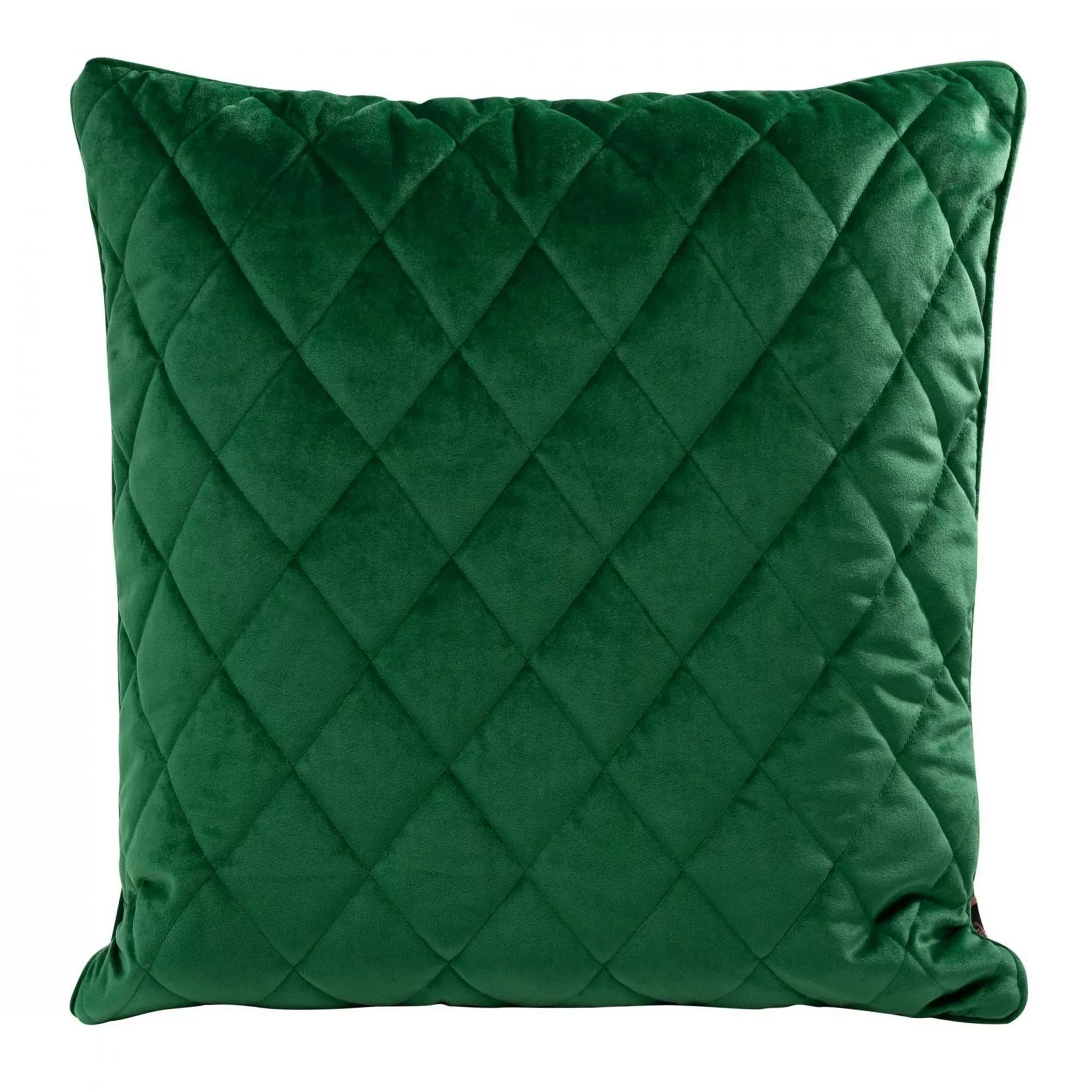 Poduszka 50 x 50 cm ciemnozielona pikowana we wzór karo z ozdobną wypustką na brzegach VELVET 28