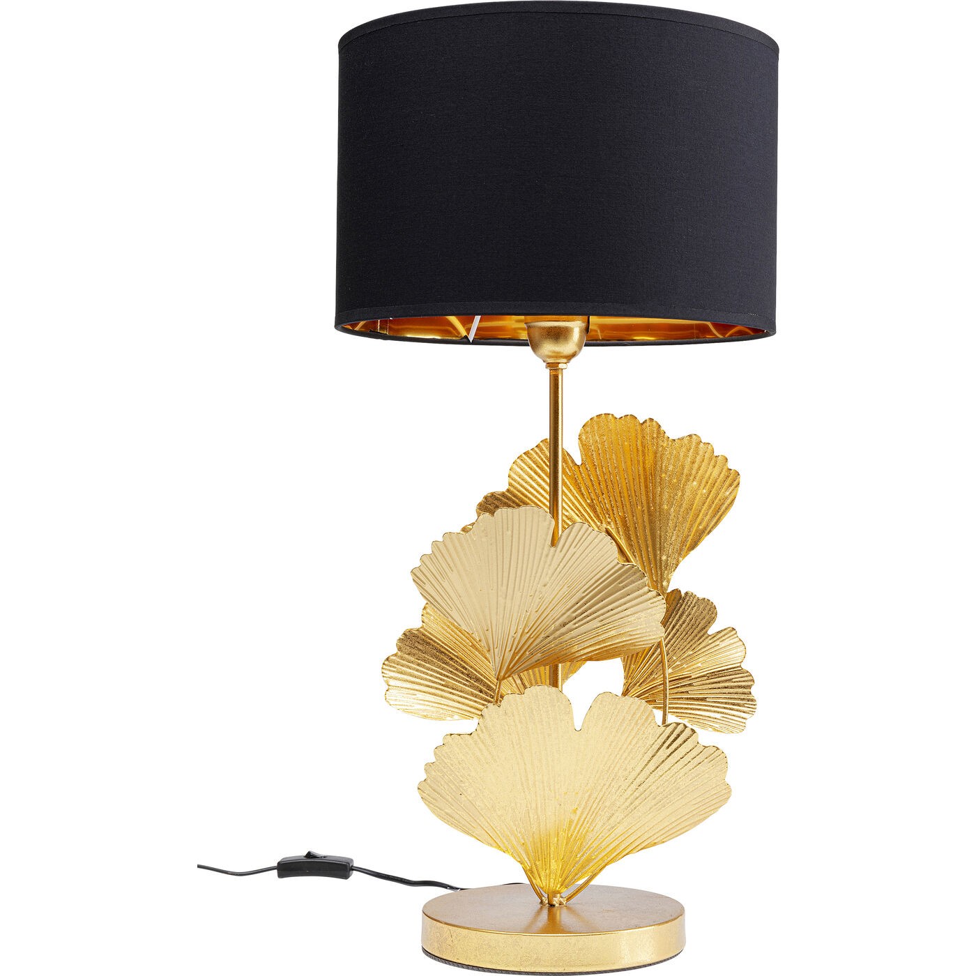 Kare Design tafellamp - gingkobladeren - goud en zwart