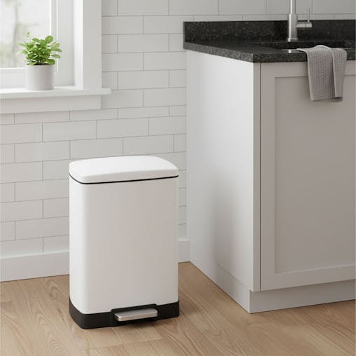 SOGA 2-Pack 12L White Stainless Steel Foot Pedal Trash Bin