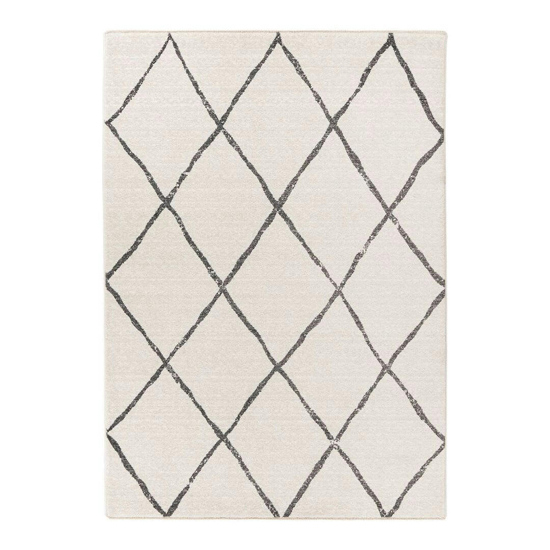 RUNA - Tapis ethnique berbère en polyester ivoire 160x230