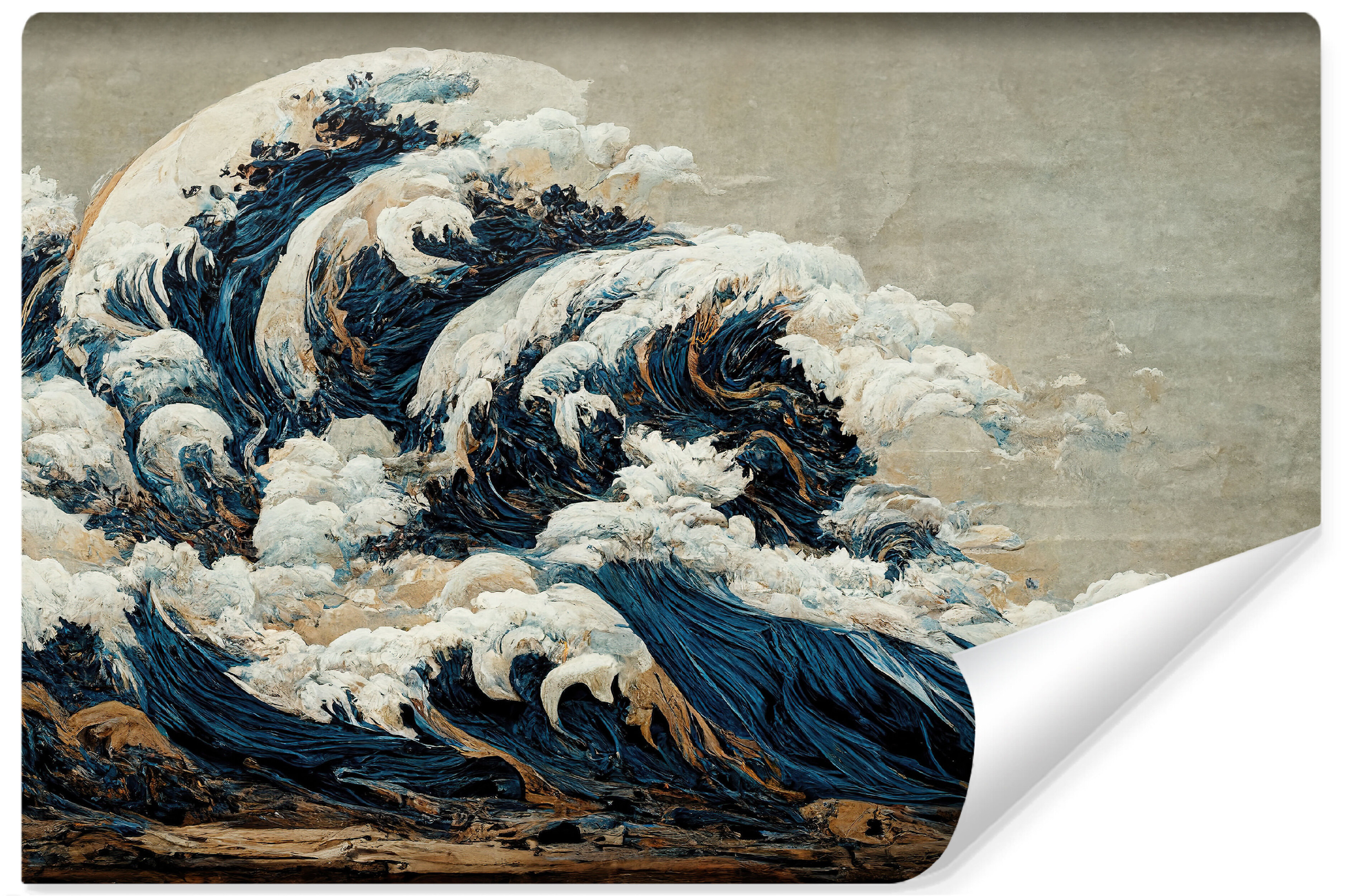 Fototapeta OCEAN Fale Japoński Styl Retro 90x60cm
