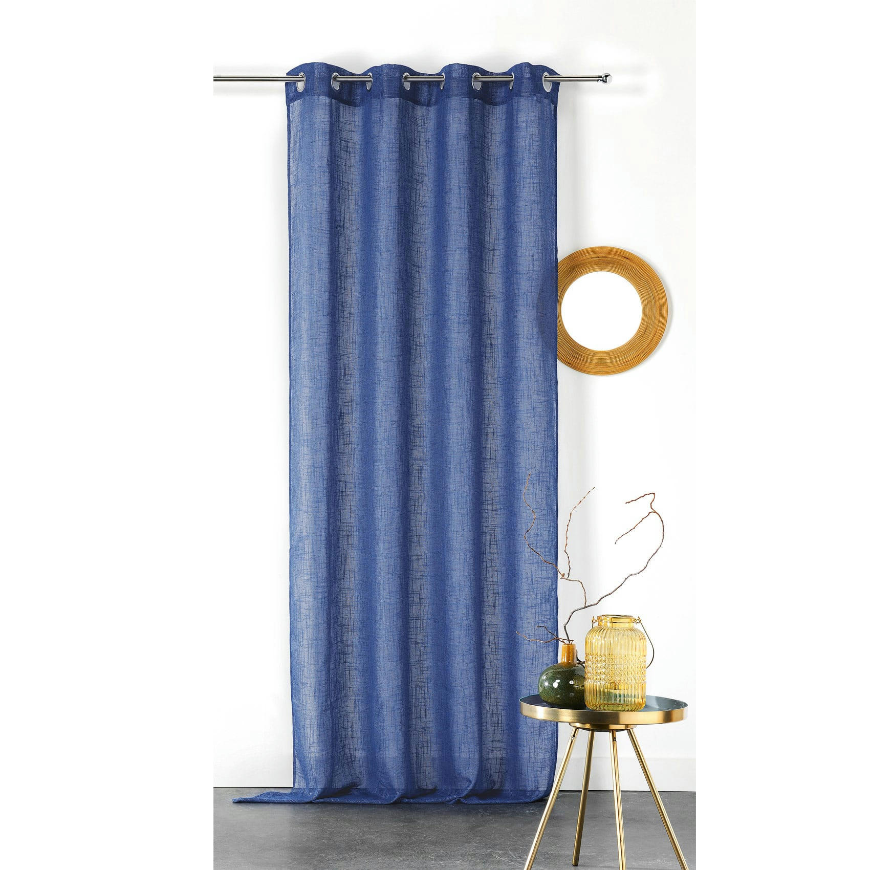 - Voilage uni et tamisant julie polyester bleu 140x240 cm