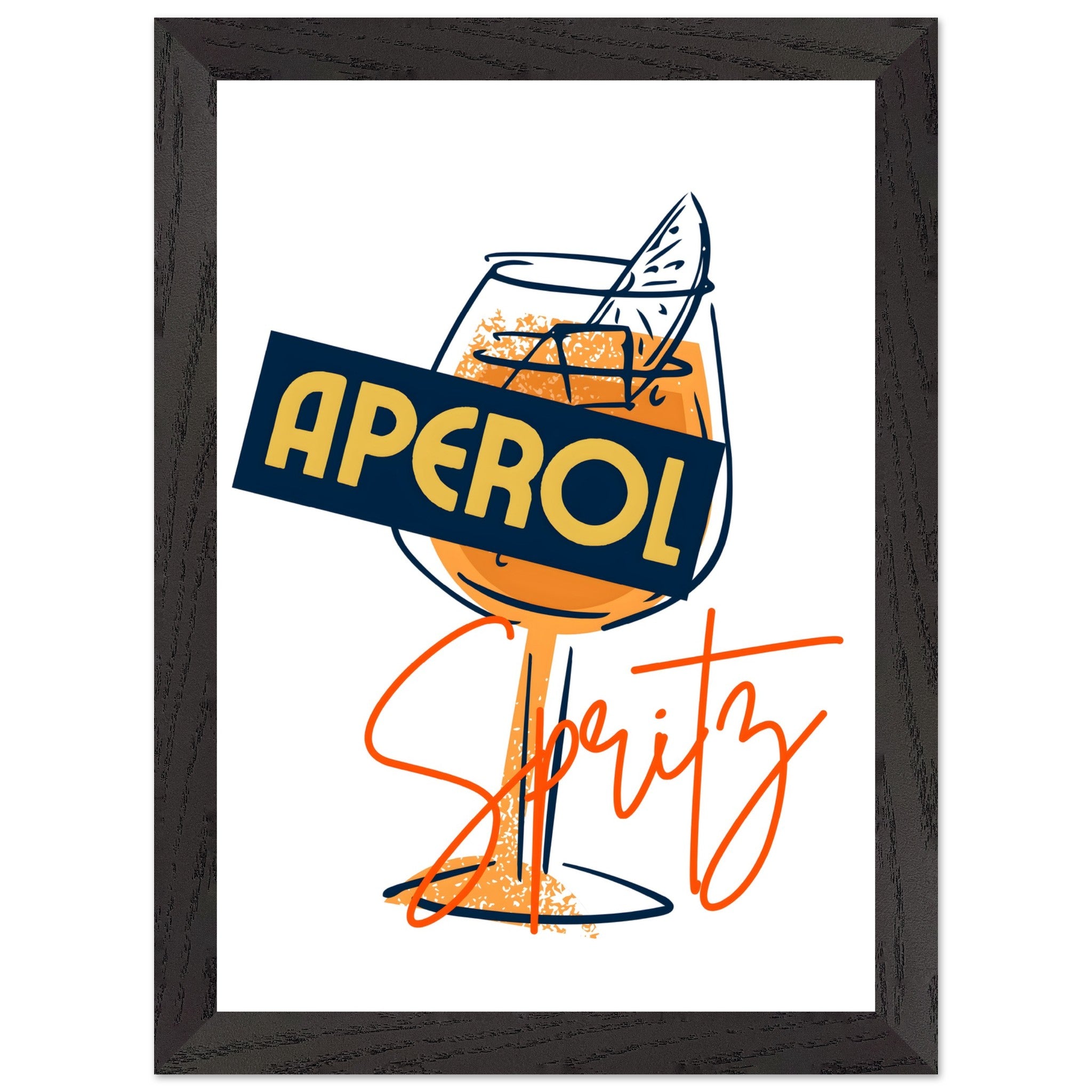 Artfulprints Poster met Lijst Aperol Spritz - Sketch  - A4 21x29.7 cm - Oranje