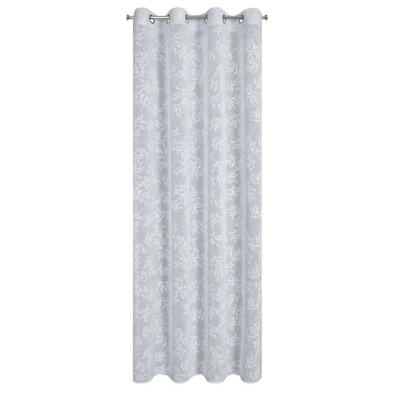 Zasłona zaciemniająca na przelotkach w kwiaty AMBER 140X250 szara