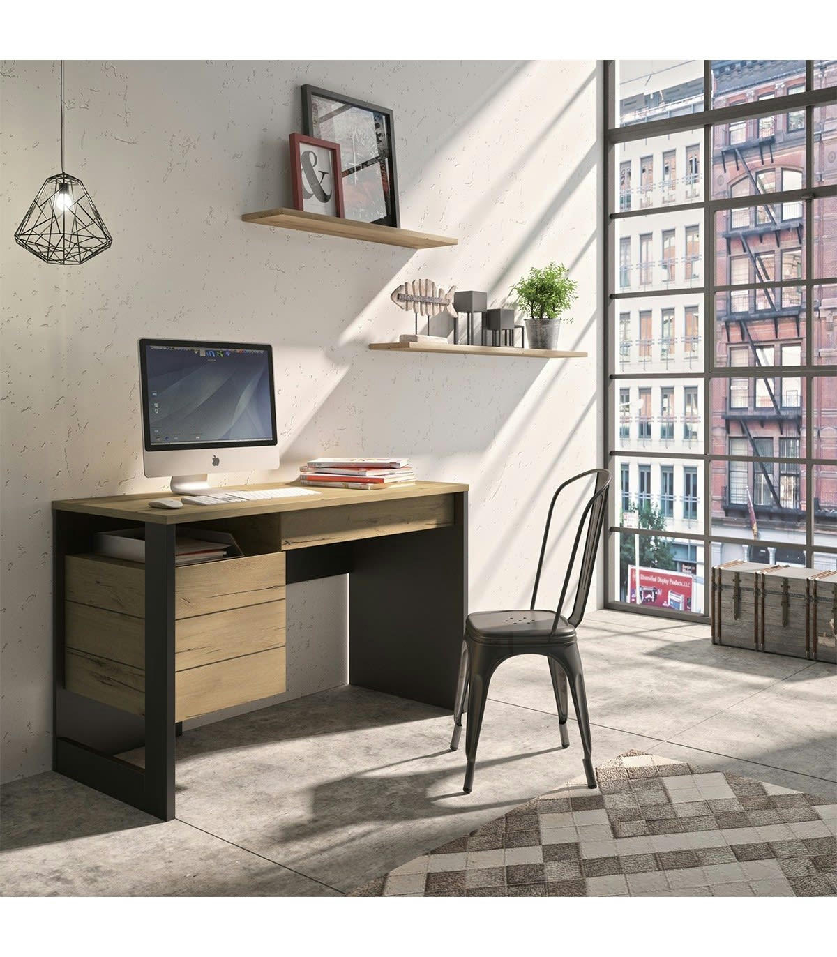 RUSSEL - Bureau industriel avec 1 porte et 1 tiroir