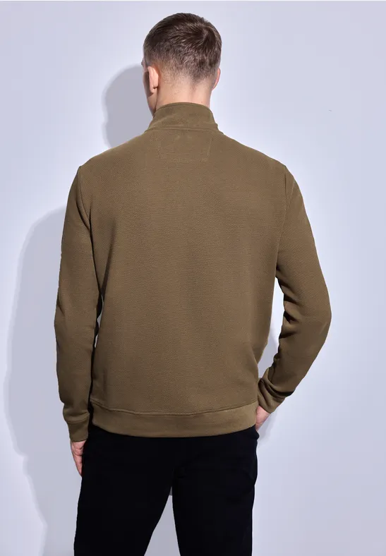 Strukturpullover mit Troyer