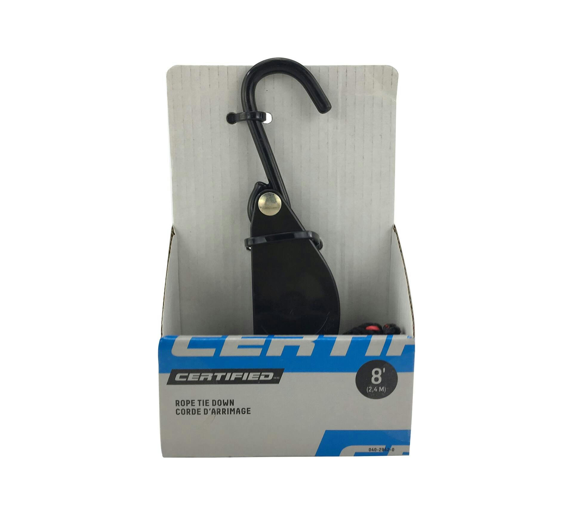 Certified Rope Tie Down, Light Duty, 1/4-in x 8-ft