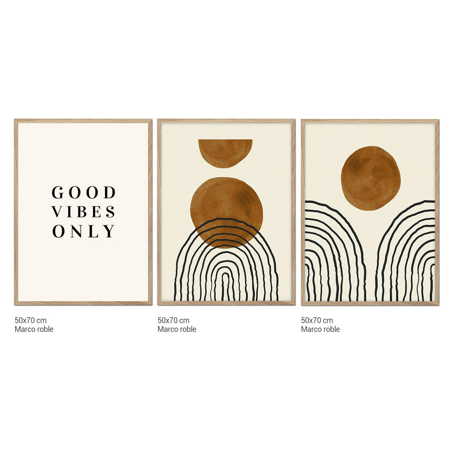 DÉCORATION MURALE - Décoration murale avec cadre en chêne - Art abstrait