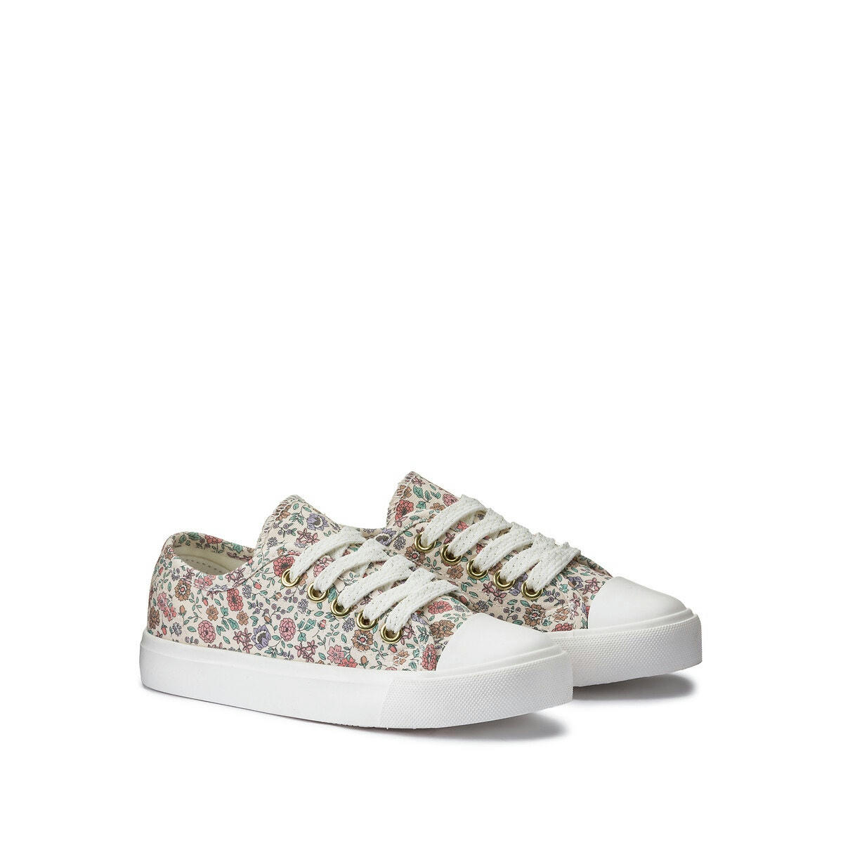 Baskets en toile, à lacets, imprimé fleurs