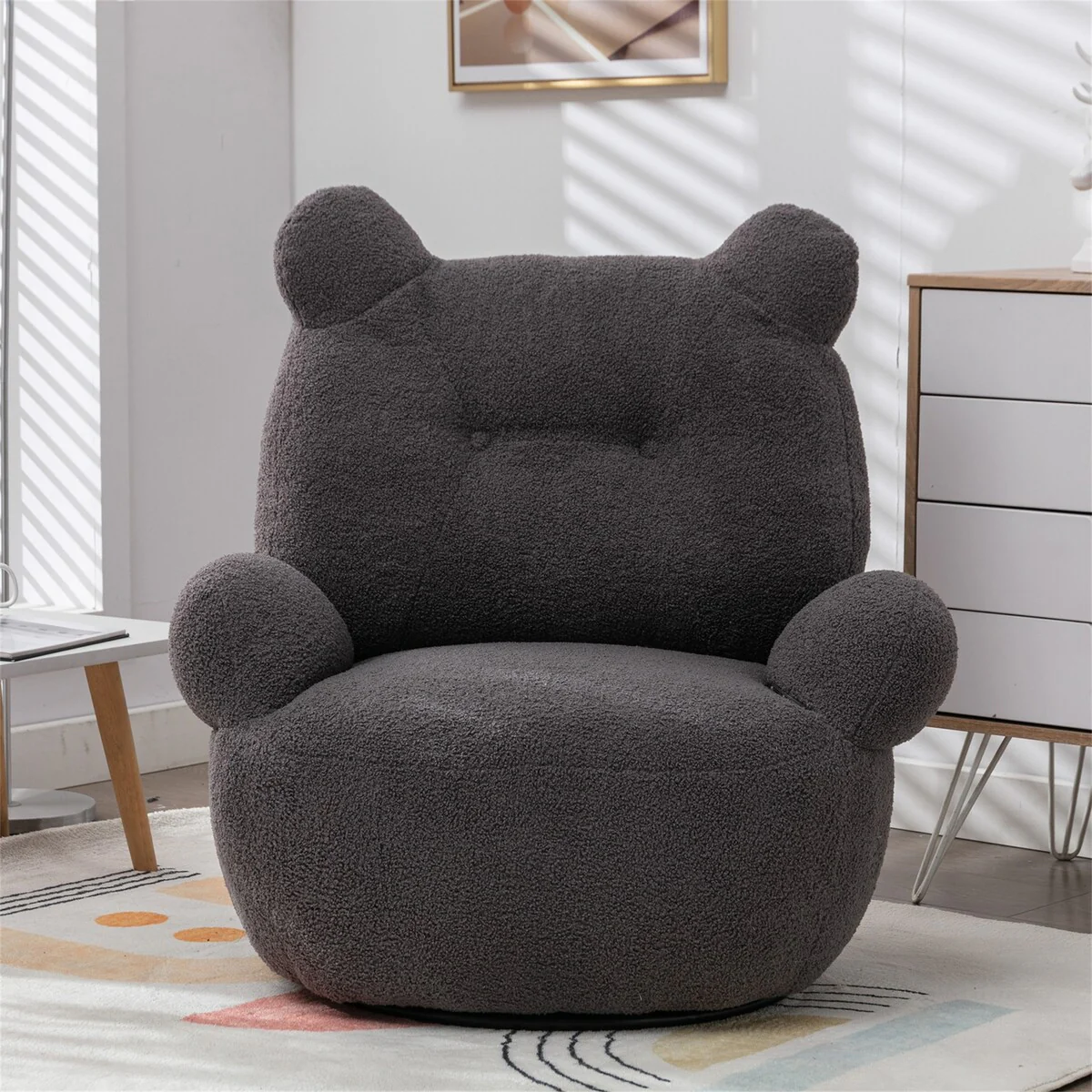 Swivel Accent Teddy Short Plush Particle Velvet Armchair Barrel Chair