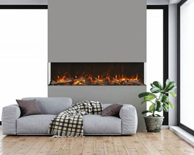Amantii Smart 88" unit - 14 1/4" in depth 3 sided glass fireplace